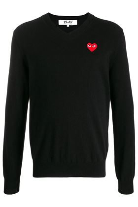 Maglia scollo a V con logo cuore Comme des Garcons Play | AXN0021